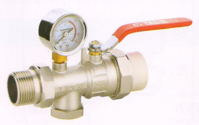 呂豐分(fēn)水器閥門_LF228 PP-R帶T型過濾器活接球閥（帶壓力表）