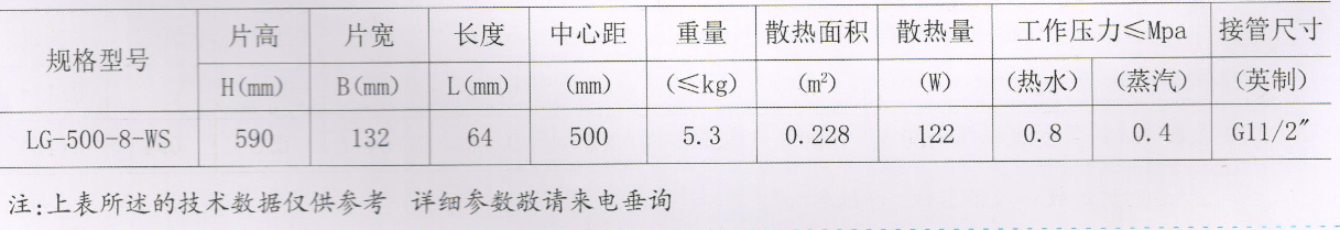 大代散熱器_朗格500系列技(jì )術參數